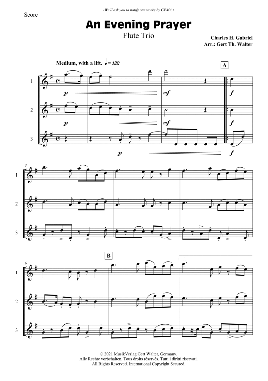 An Evening Prayer An Evening Prayer Woodwind Trio scores gallery preview page 1