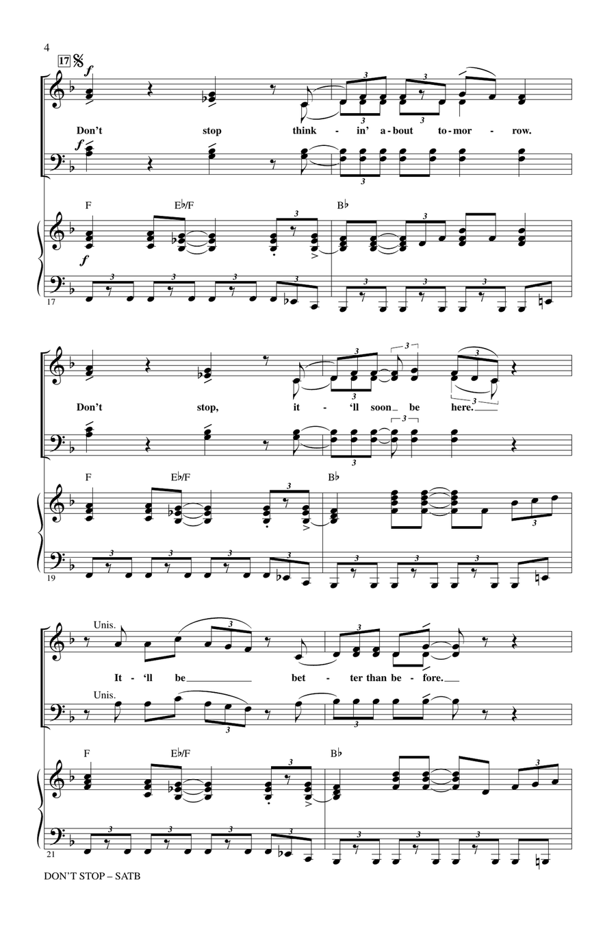 Don't Stop 4-Part scores gallery preview page 3