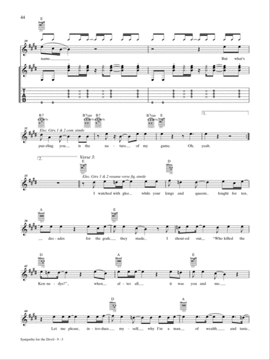 Sympathy for the Devil (Live Version) Guitar Tablature scores gallery preview page 3