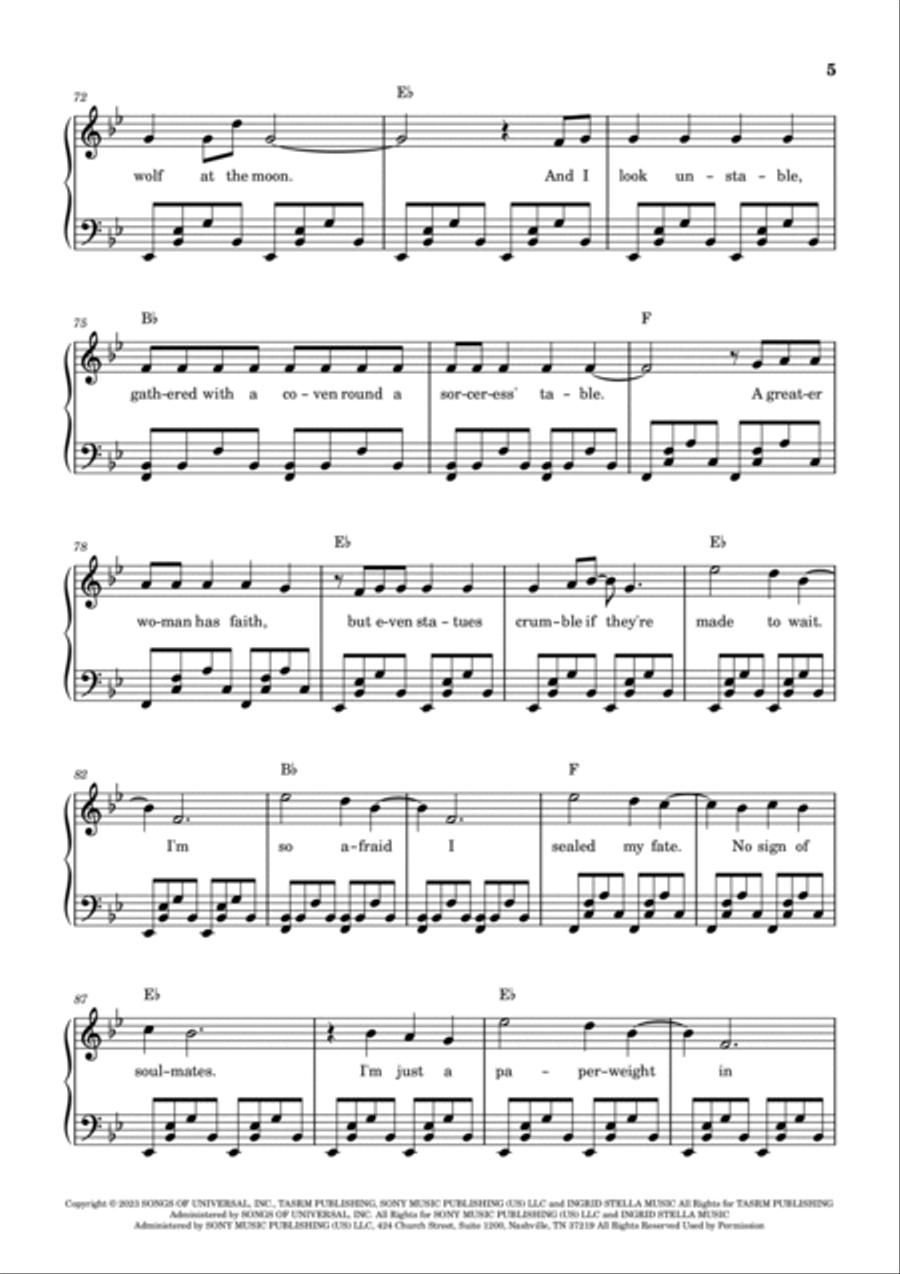 The Prophecy The Prophecy Piano, Vocal, Guitar scores gallery preview page 5