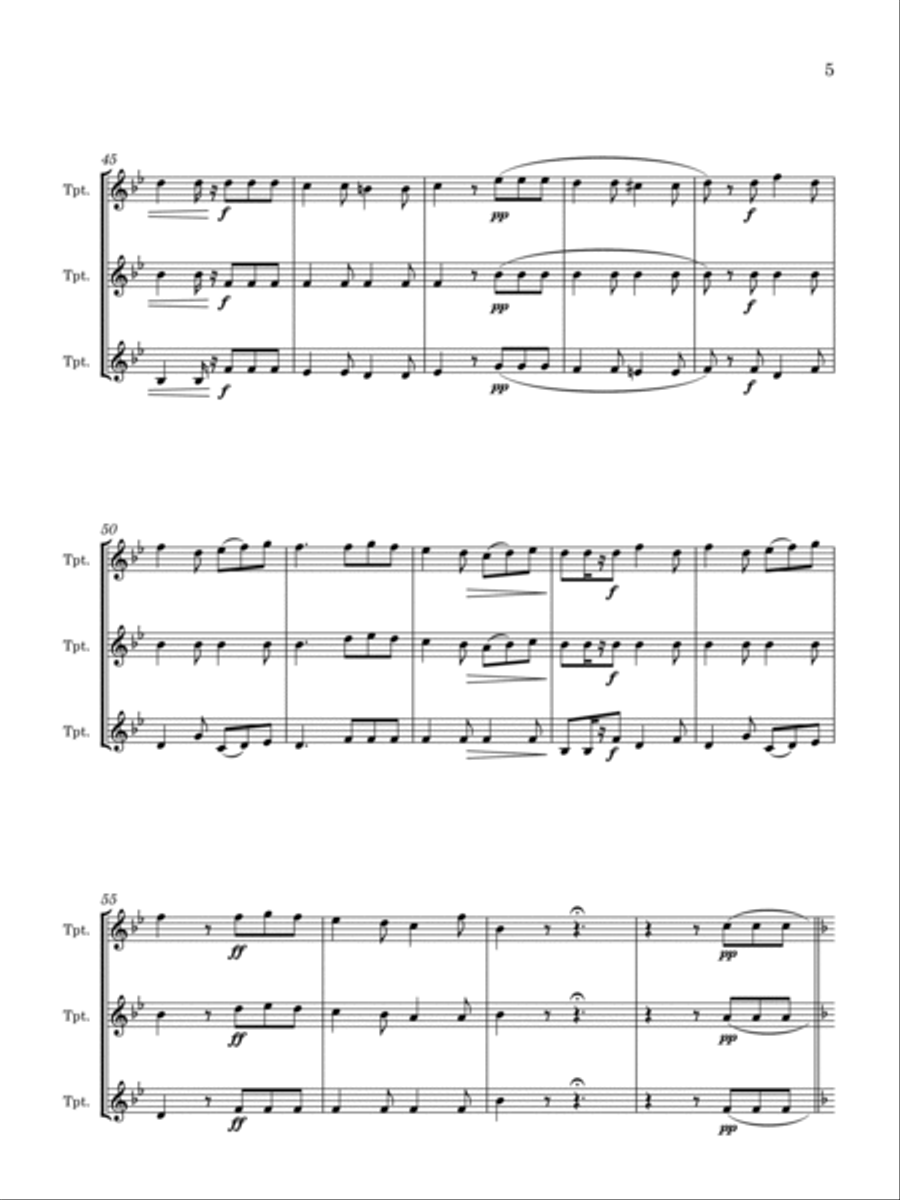 Le Fuseau de ma Grand'mère, Op.21 (arr. for Trumpet Trio) Trumpet Trio scores gallery preview page 6