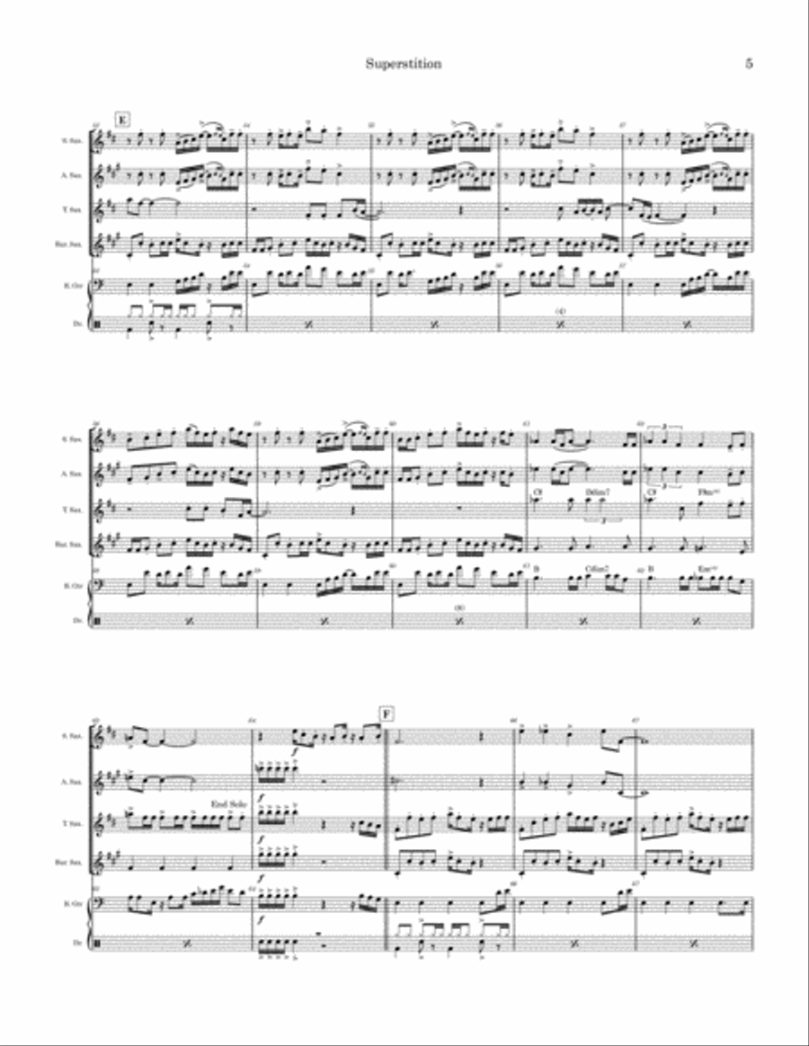 Superstition Saxophone Quartet scores gallery preview page 5