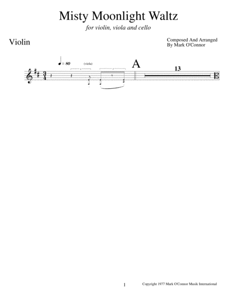 Misty Moonlight Waltz (violin part - vln, vla, cel) image number null