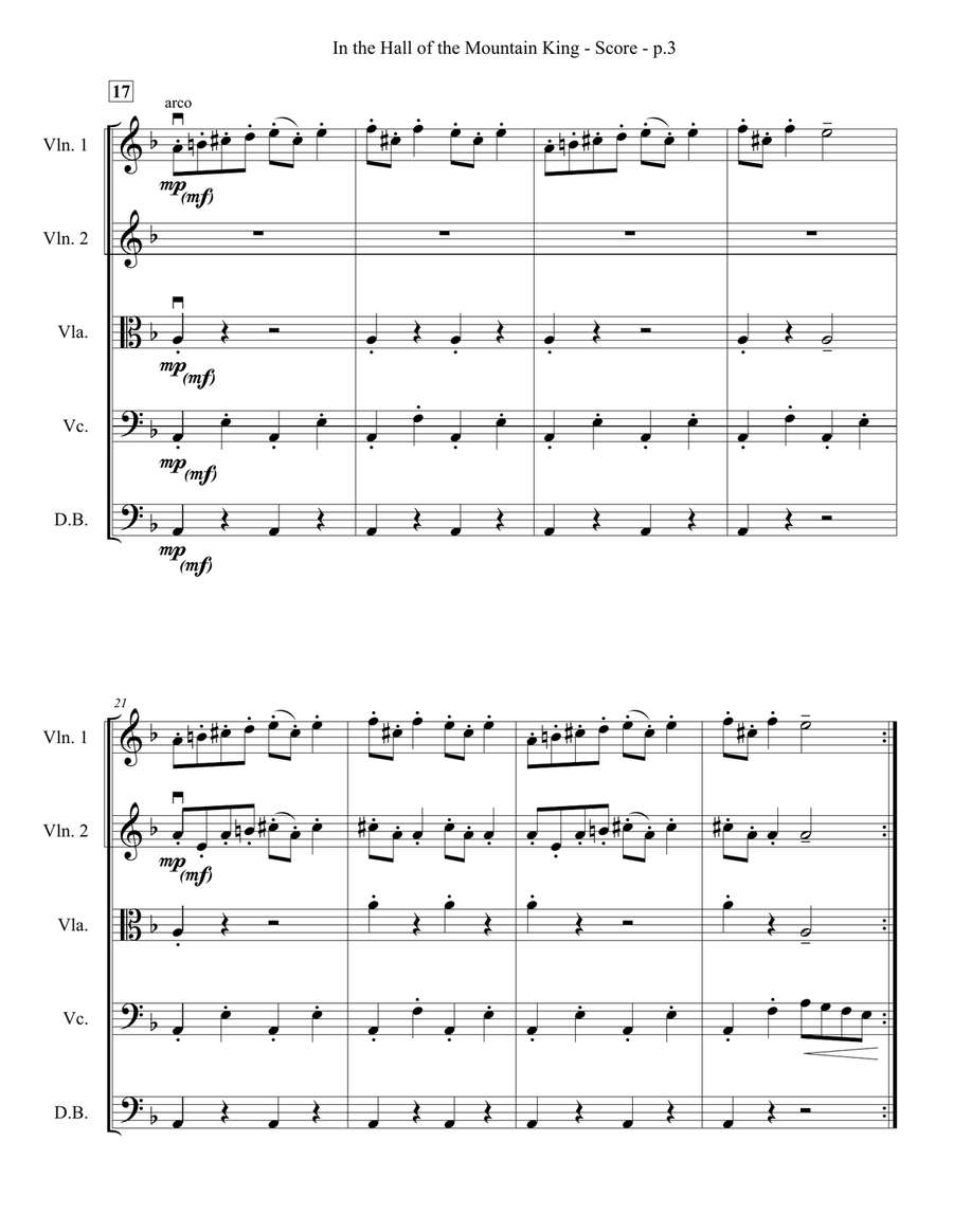 In the Hall of the Mountain King - String Quartet/Ensemble String Quartet scores gallery preview page 4