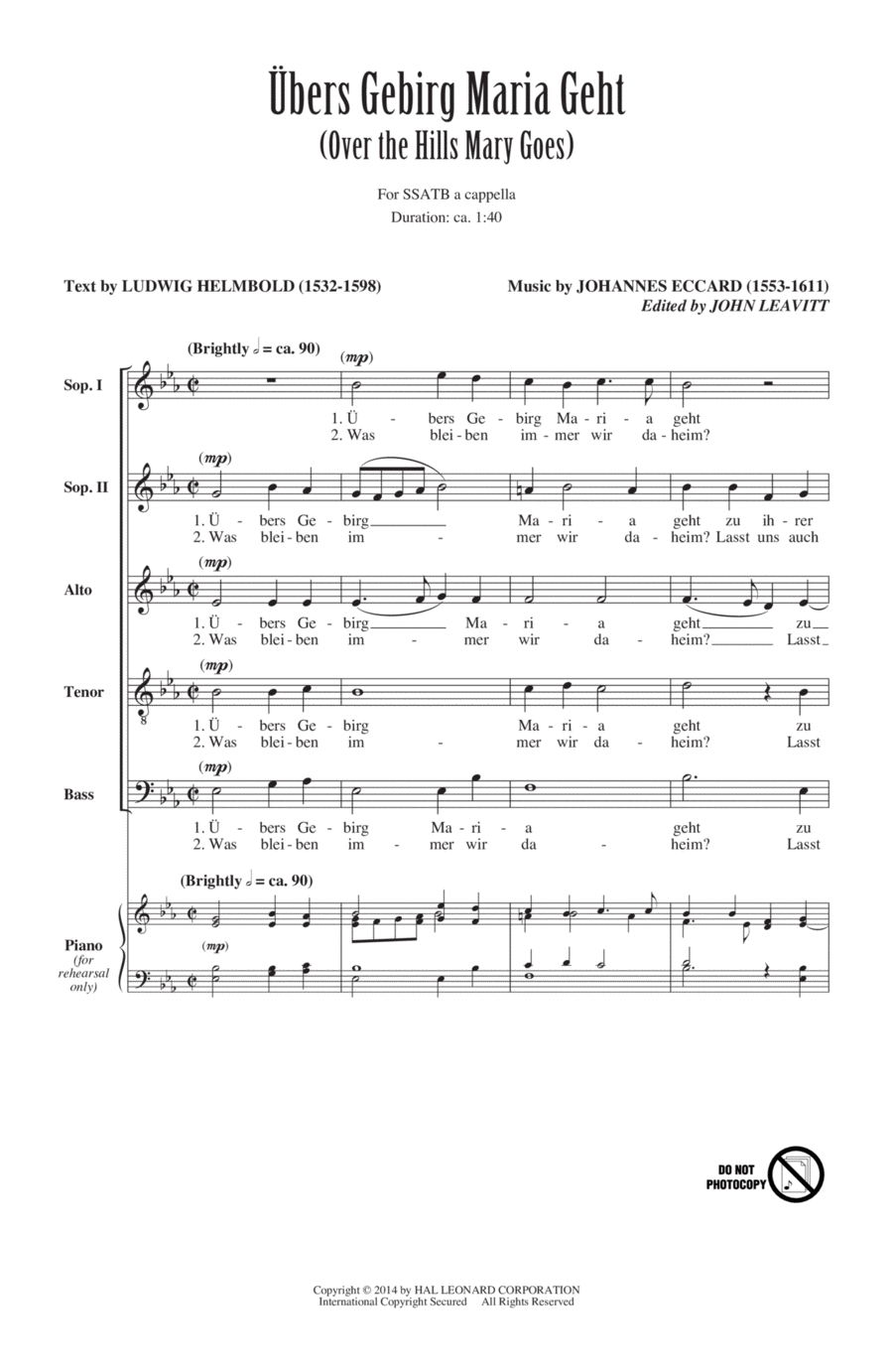 Ubers Gebirg Maria Geht (Over The Hills Mary Goes) 4-Part scores gallery preview page 1