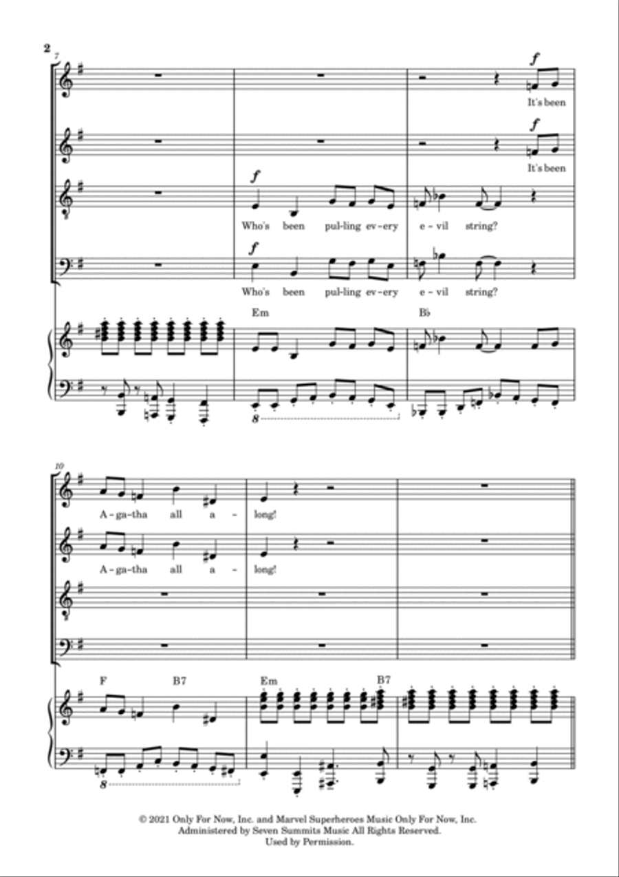 Agatha All Along 4-Part scores gallery preview page 2