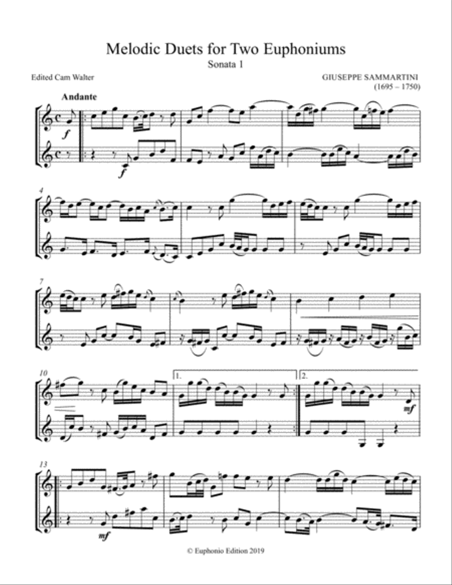 Melodic Duets for Two Euphoniums (Treble clef Bb) Brass Duet scores gallery preview page 2