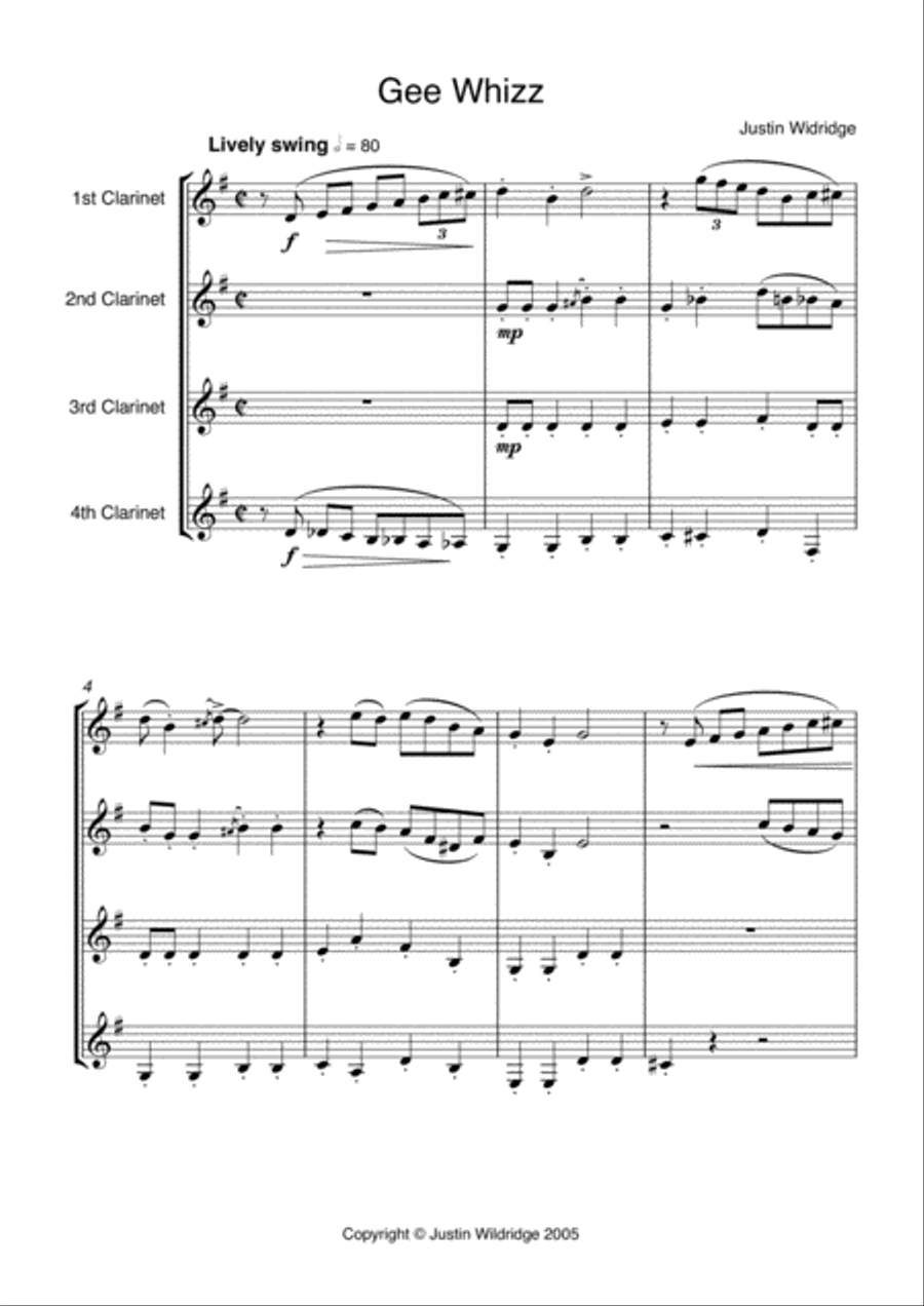 Gee Whiz Woodwind Quintet scores gallery preview page 1