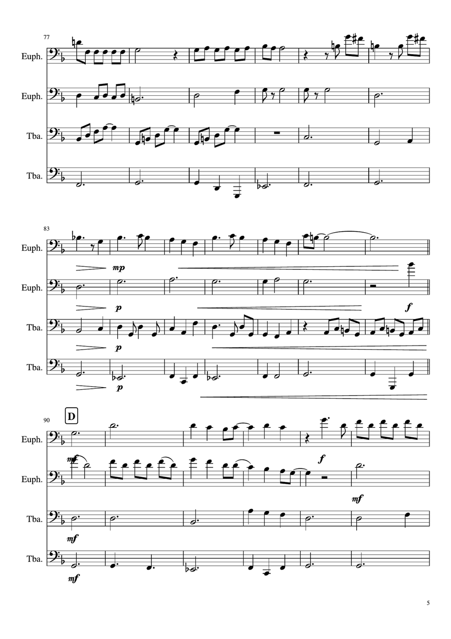 Kiss From A Rose Brass Quartet scores gallery preview page 5
