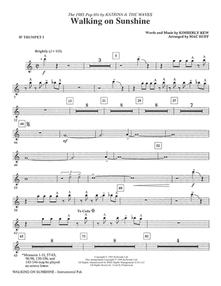 Book cover for Walking on Sunshine (arr. Mac Huff) - Bb Trumpet 1