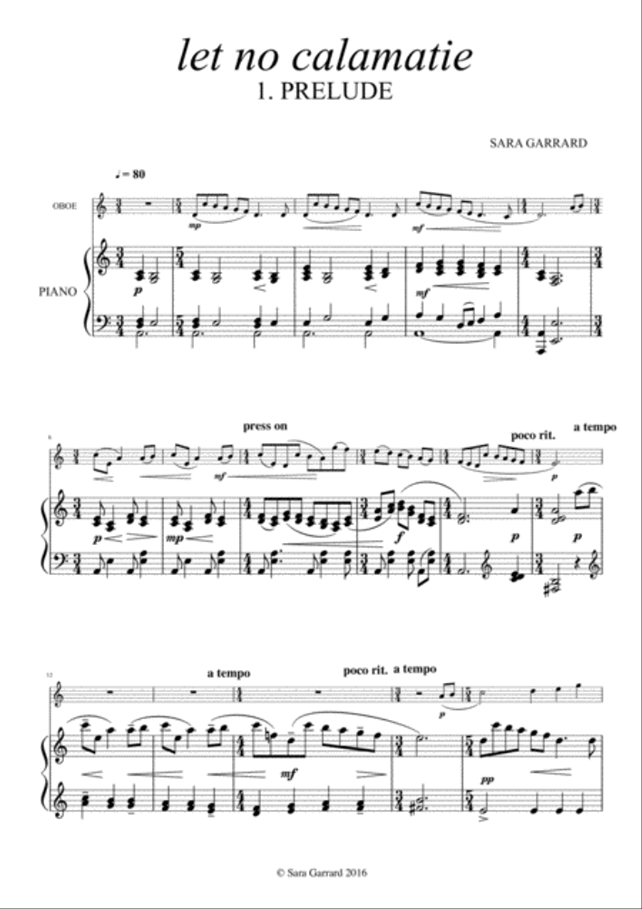 Let no calamitie: Prelude and Romance for oboe and piano Piano scores gallery preview page 2