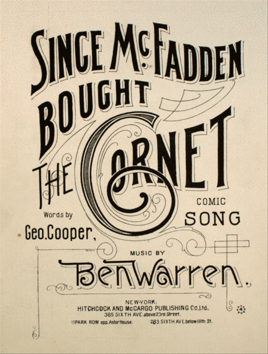 Since McFadden Bought the Cornet. Comic Song Voice scores gallery preview page 1