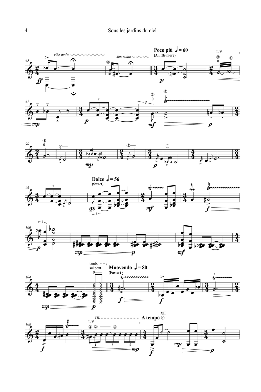 Umberto BOMBARDELLI: Sous les jardins du ciel (ES-23-030) - Score Only Guitar Ensemble scores gallery preview page 5