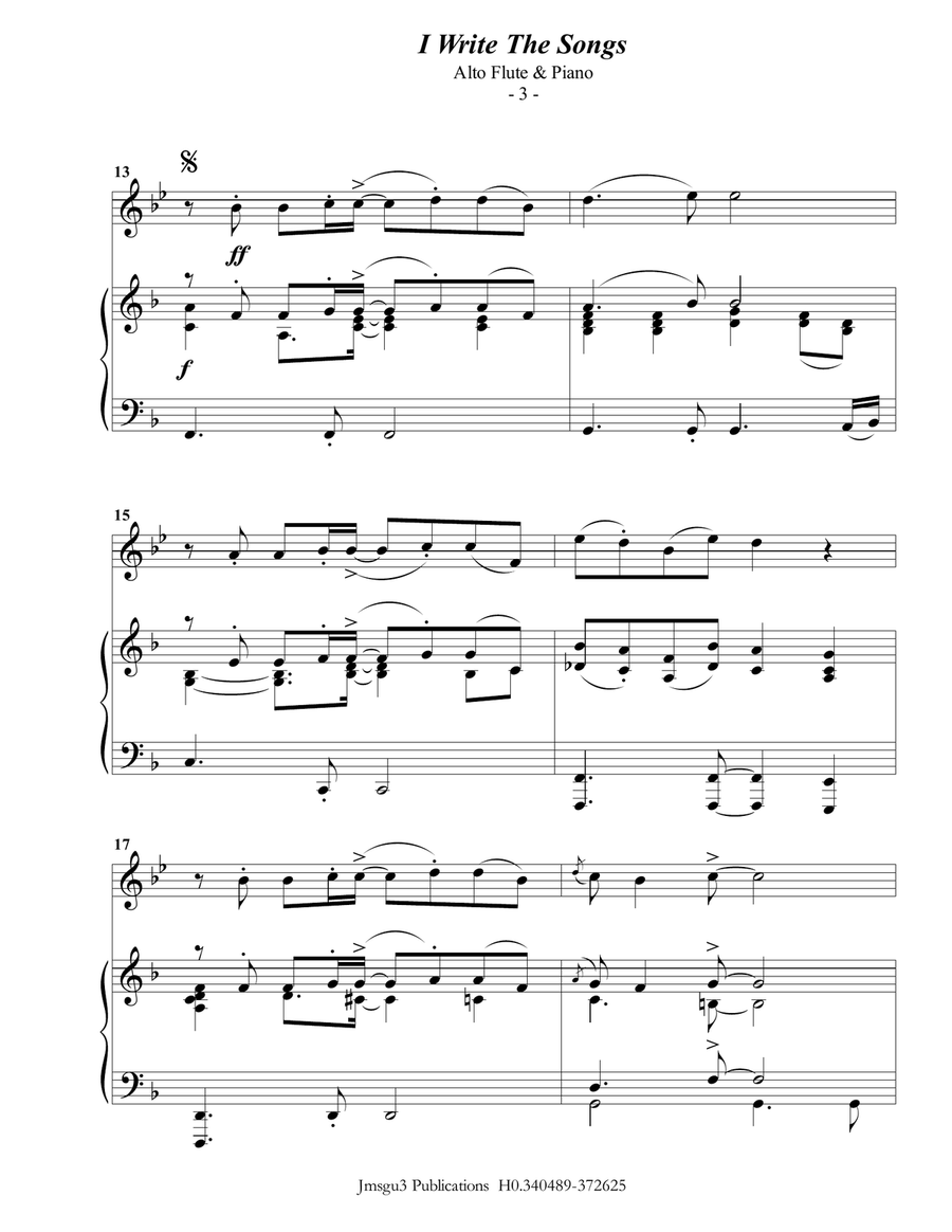 I Write The Songs Flute Solo scores gallery preview page 3
