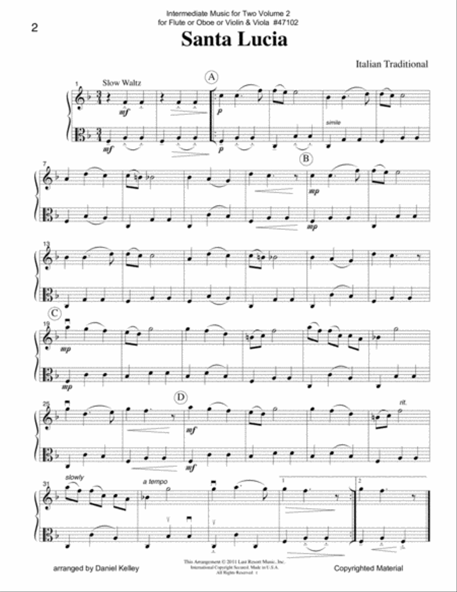 Intermediate Music for Two, Volume 2 - for Flute or Oboe or Violin & Viola Flute scores gallery preview page 3