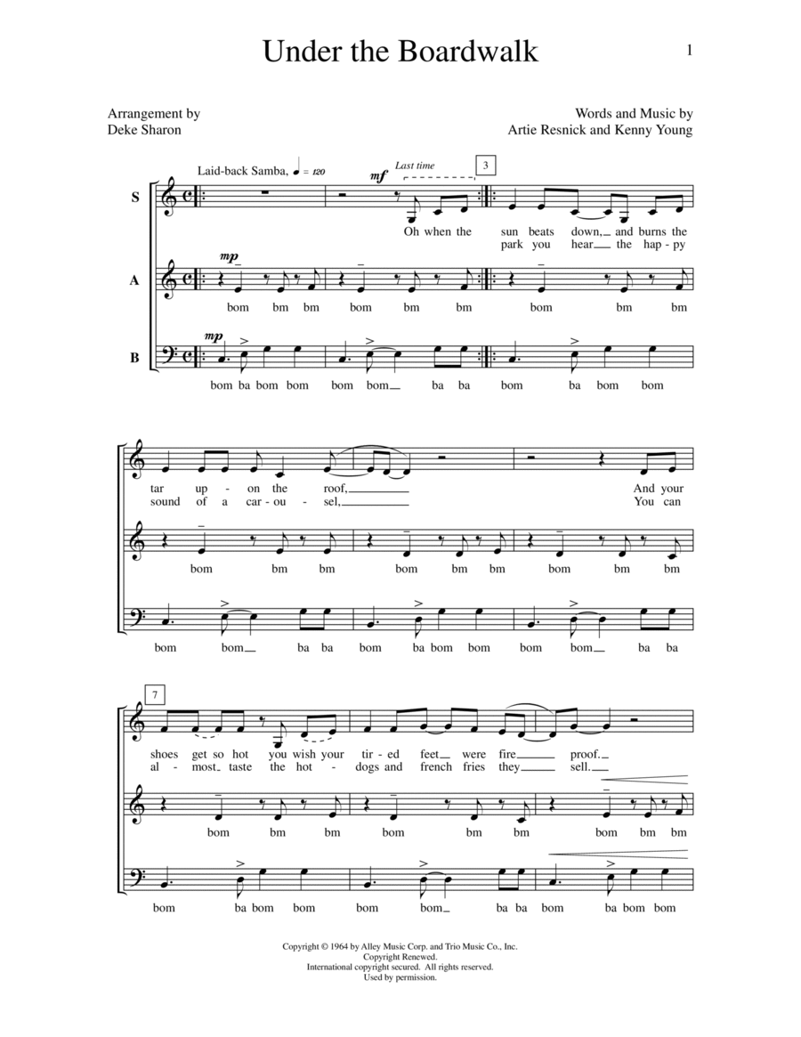 Under The Boardwalk 3-Part scores gallery preview page 1