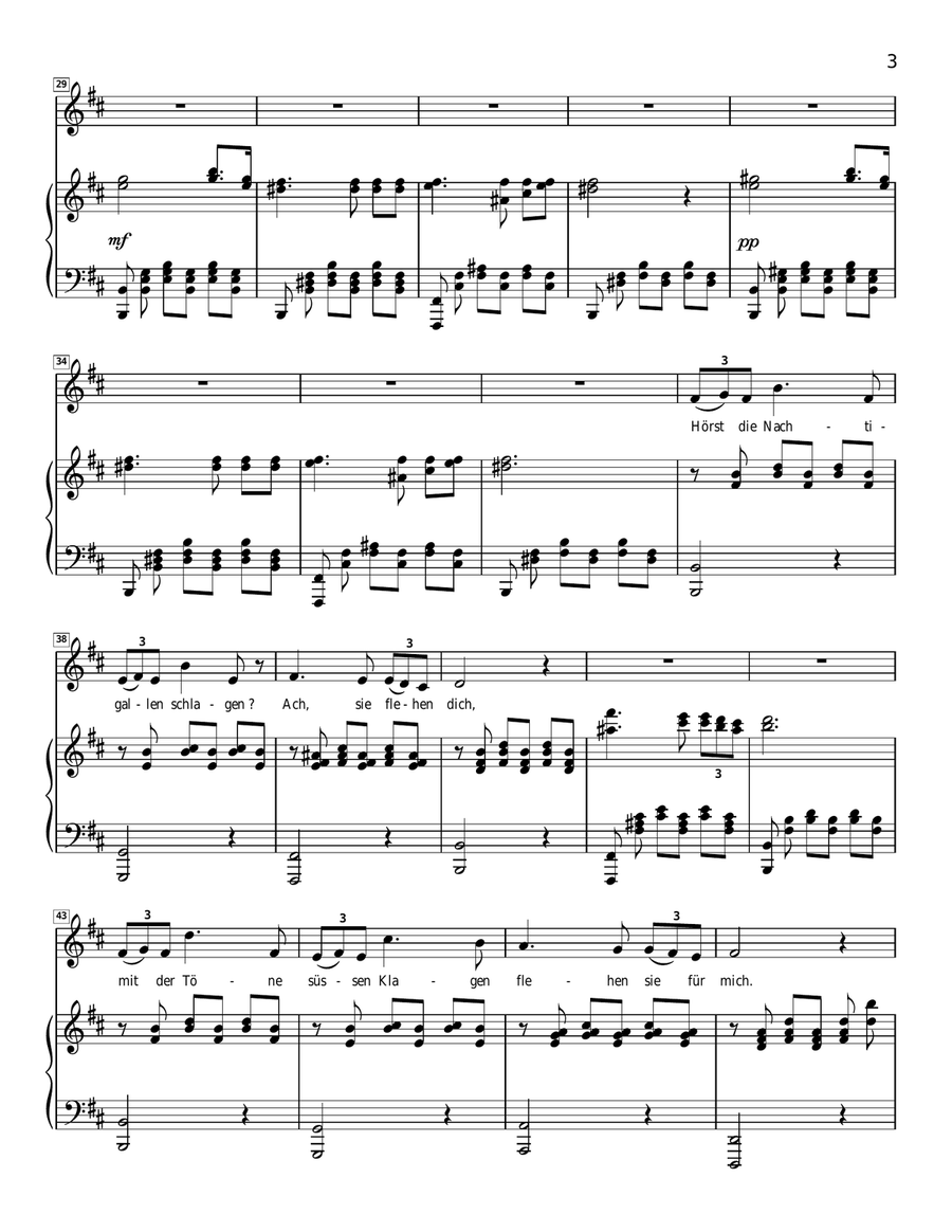 Schubert - Serenade (Ständchen) from Schwanengesang - Low Voice in B Minor Piano, Vocal scores gallery preview page 3