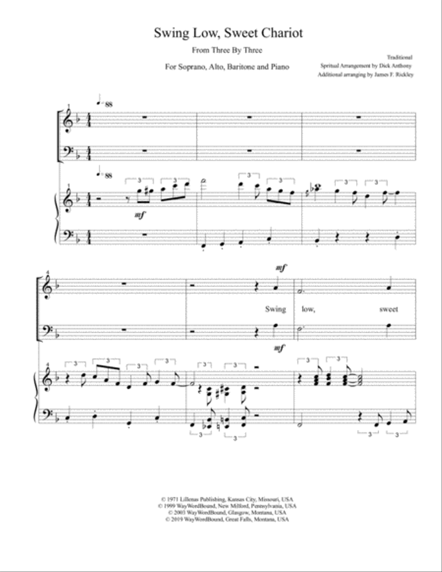 Swing Low, Sweet Chariot 3-Part scores gallery preview page 1