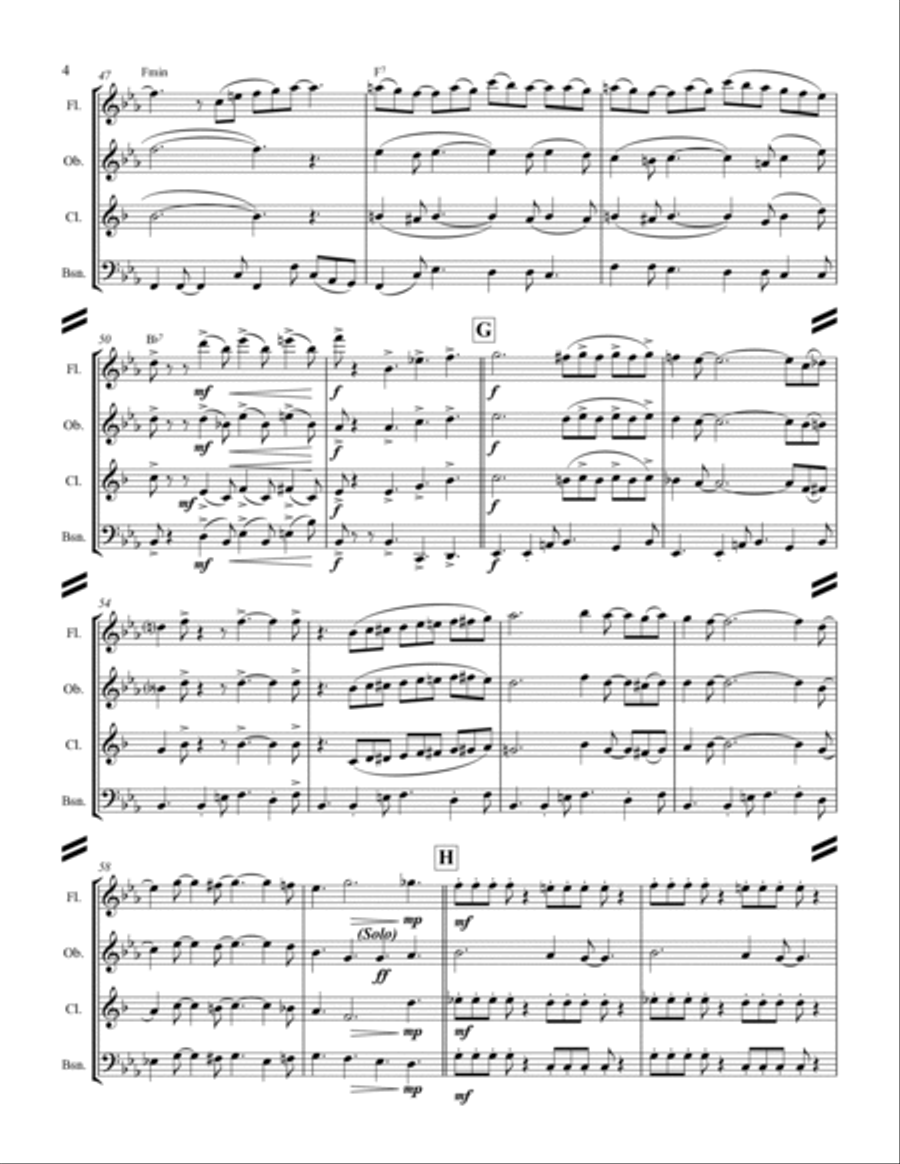 Blue Christmas Woodwind Quartet scores gallery preview page 5