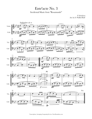 Rosamunde Entr'acte No. 3 (for Violin/Cello Duo)