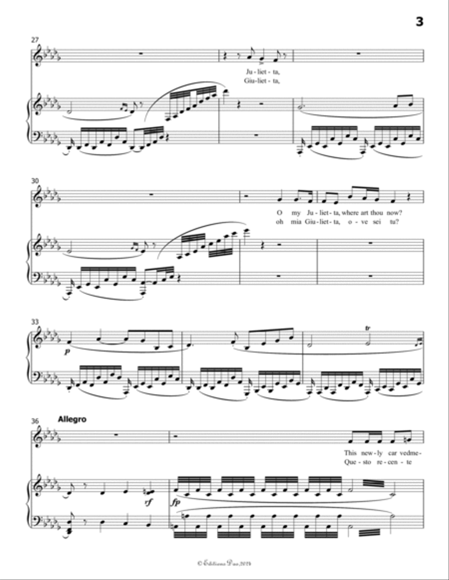 Ah! Se tu dormi,svegliati, by Vaccai Nicola, in D flat Major Voice scores gallery preview page 5