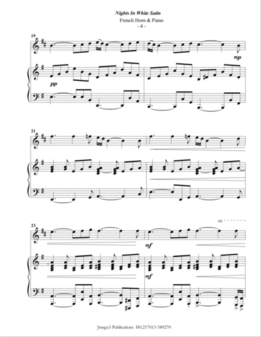 Nights In White Satin Horn scores gallery preview page 4