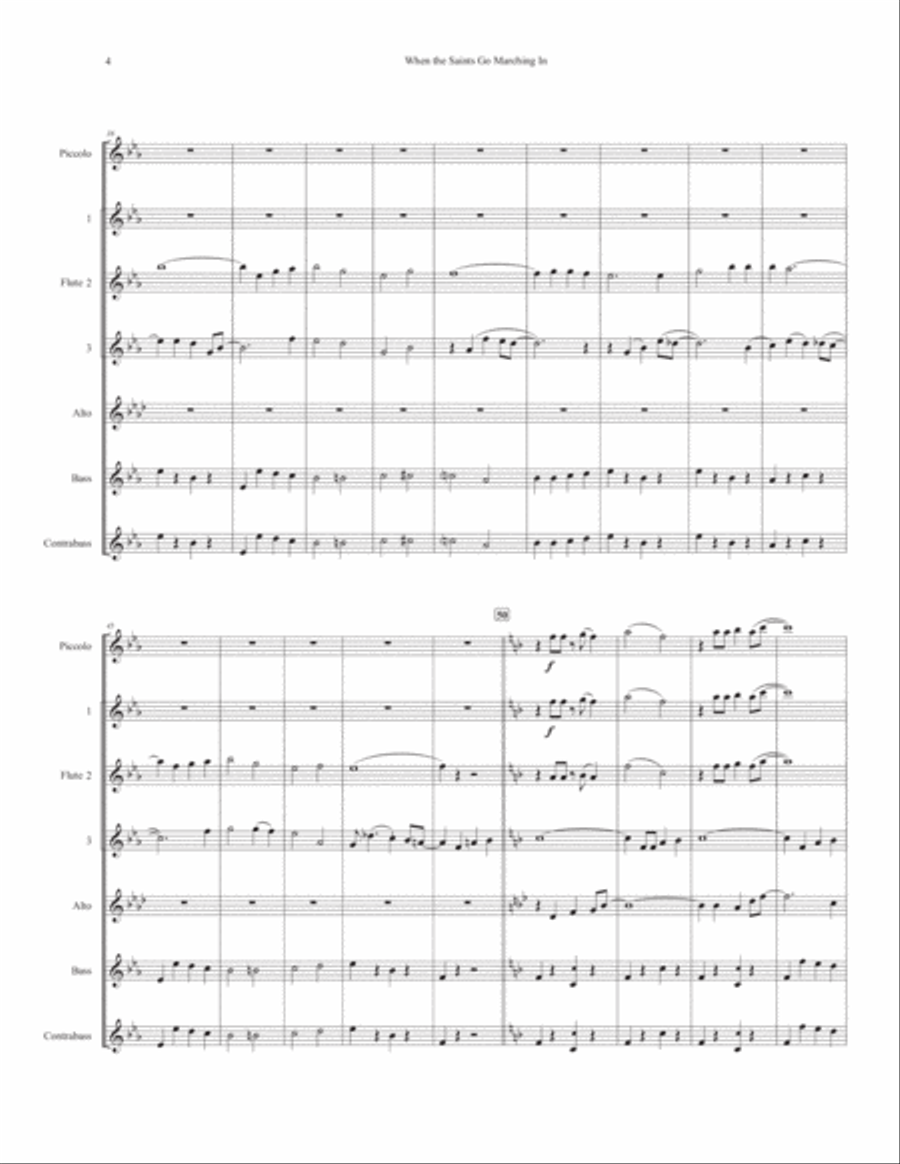 When the Saints Go Marching In (for Flute Choir) Flute Choir scores gallery preview page 4
