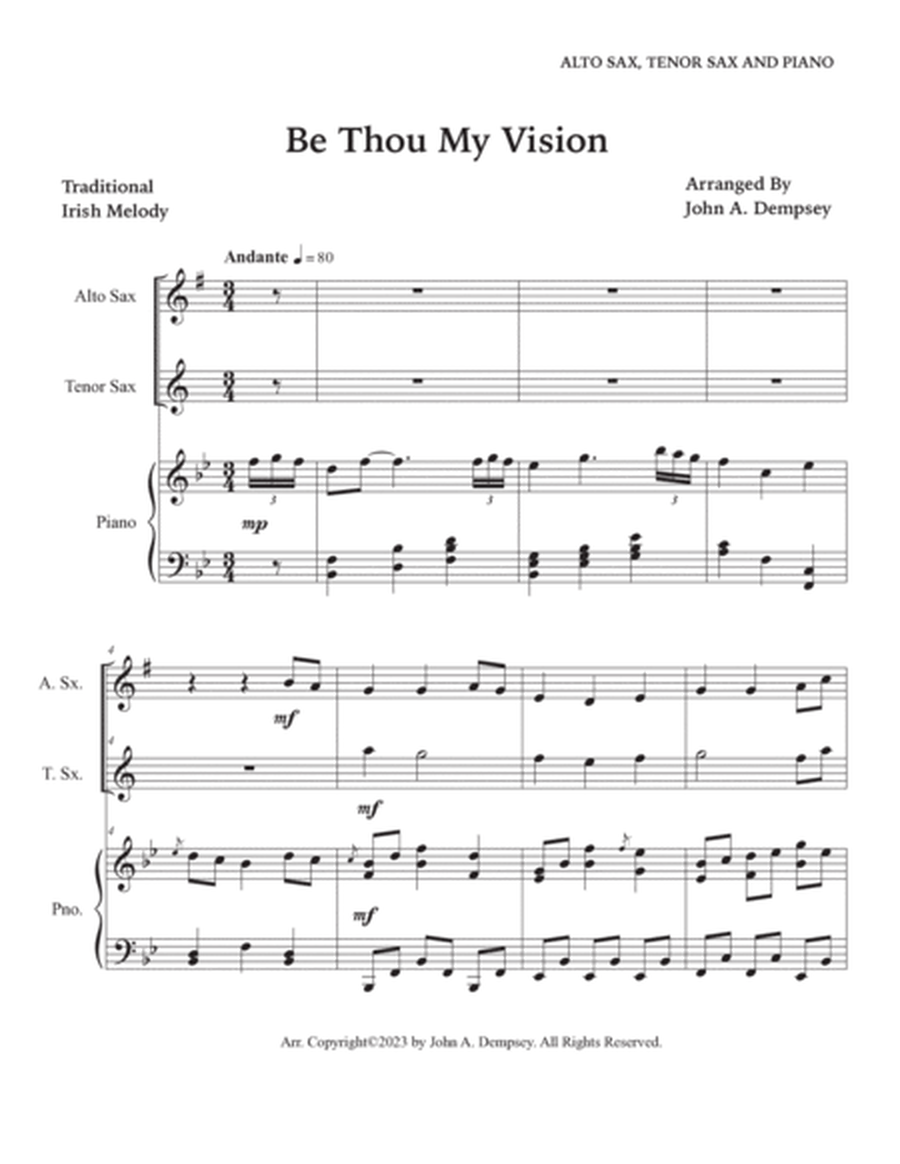 Be Thou My Vision (Trio for Alto Sax, Tenor Sax and Piano) image number null
