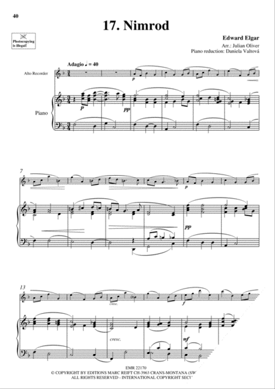 20 Greatest Slow Melodies Alto Recorder scores gallery preview page 19