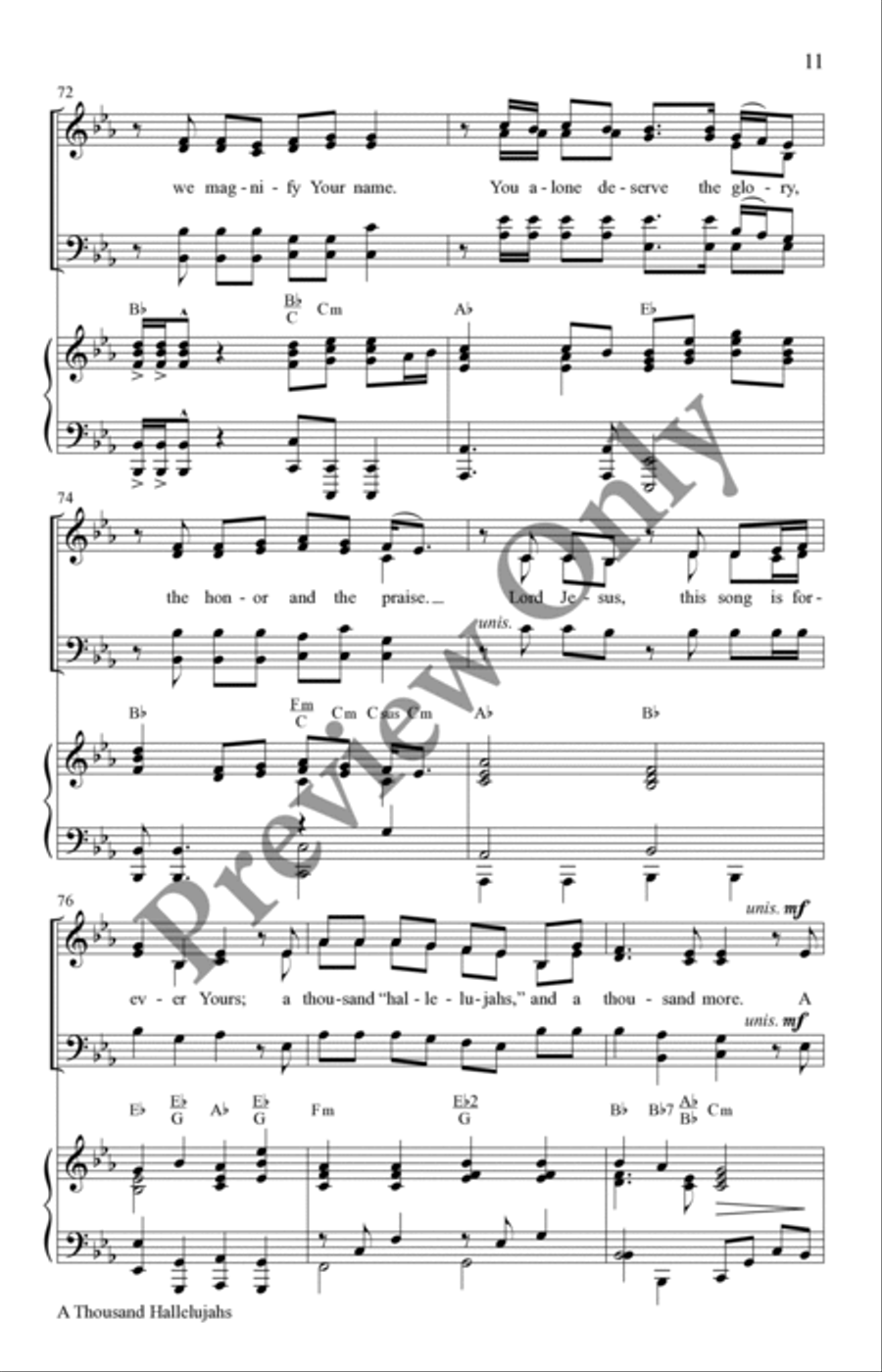 A Thousand Hallelujahs 4-Part scores gallery preview page 11