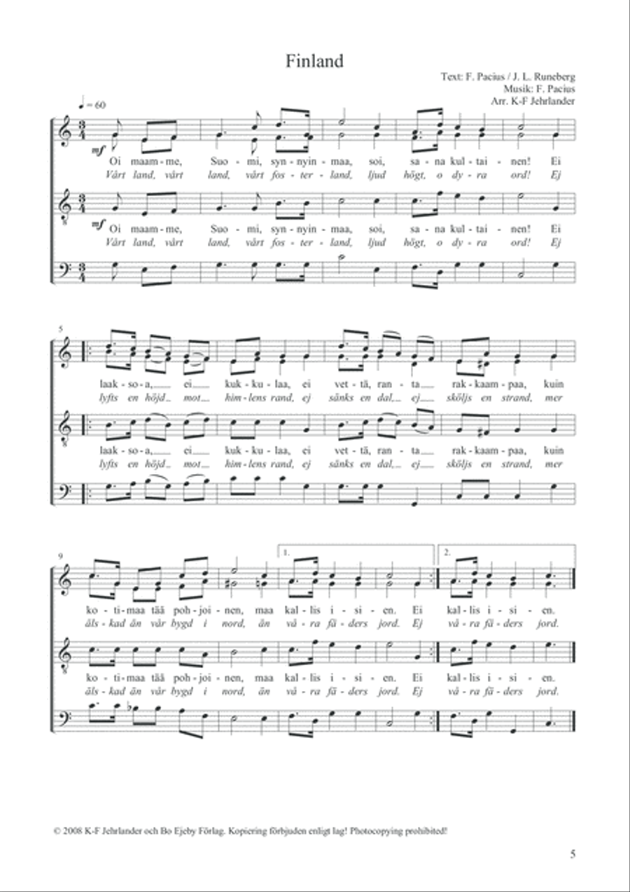 29 Nationalsånger 4-Part scores gallery preview page 6