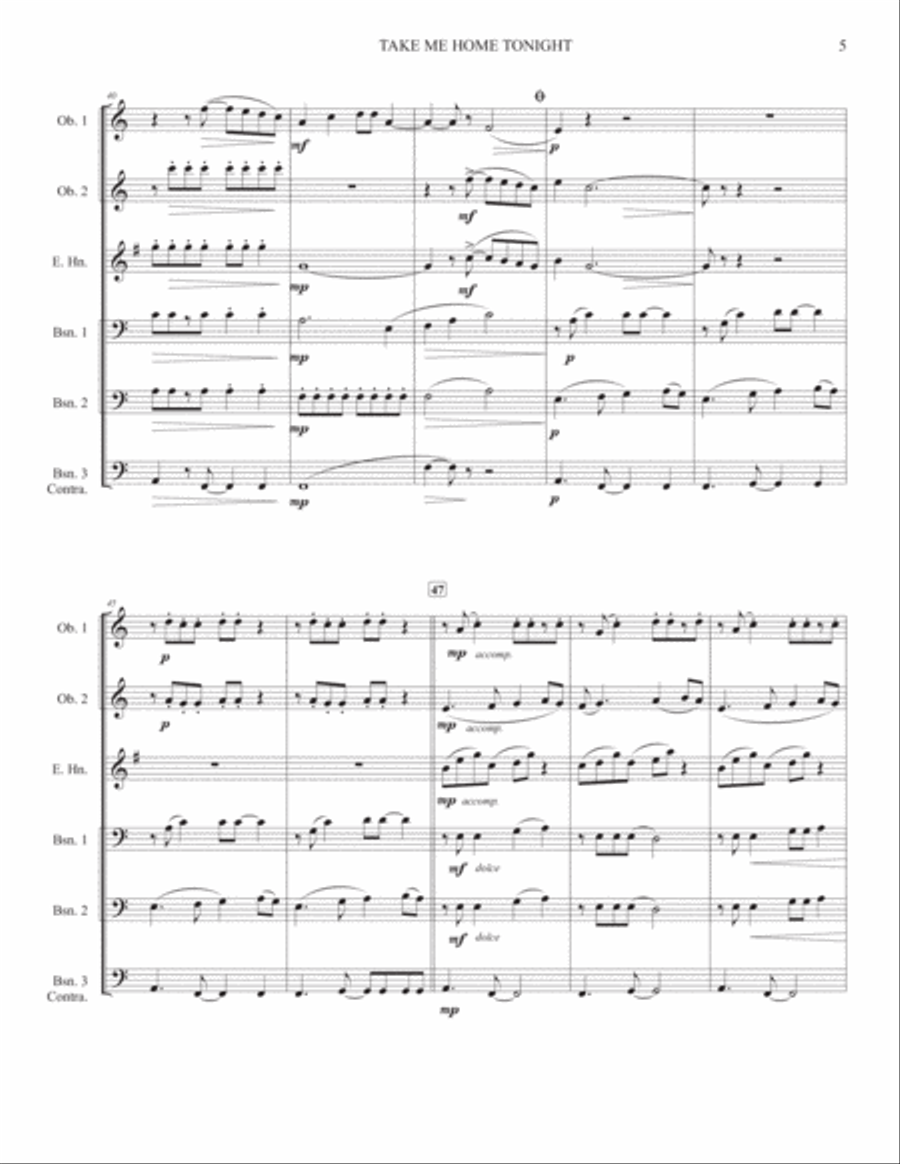 Take Me Home Tonight Woodwind Ensemble scores gallery preview page 5