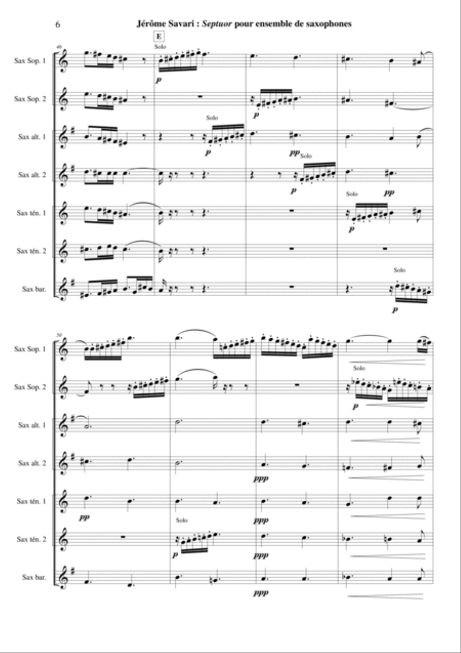 Jérôme SAVARI Septet for SSAATTB saxophone septet Choir scores gallery preview page 6