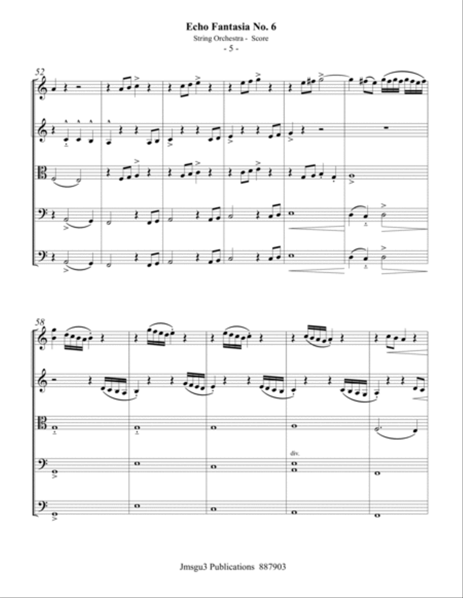 Sweelinck: Echo Fantasia No. 6 for String Orchestra - Score Only String Orchestra scores gallery preview page 5