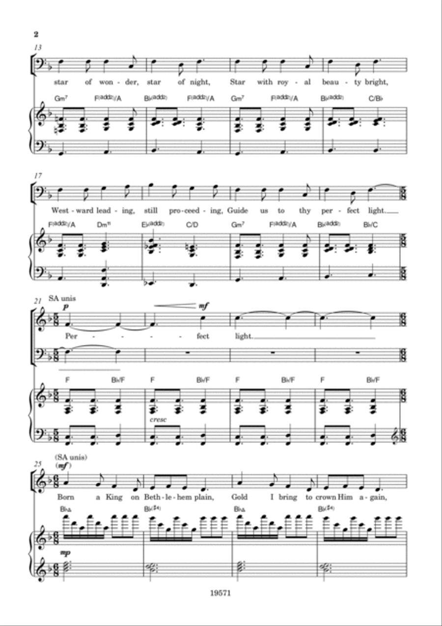 Three More Jazz Carols (We Three Kings; In the Bleak Midwinter; Personent Hodie) 4-Part scores gallery preview page 2