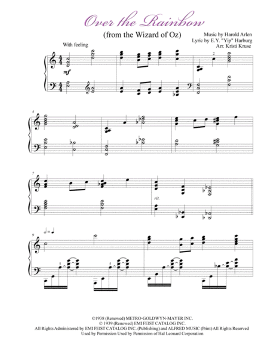 Over The Rainbow (from The Wizard Of Oz) Piano Solo scores gallery preview page 1