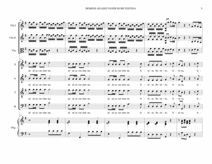 DOMINE AD ADJUVANDUM ME FESTINA - RV 593 - Arr. for Trio String, SATB Choir and Organ image number null