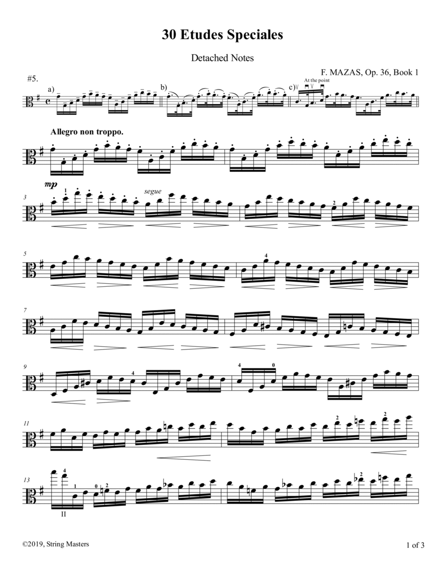 Mazas, Etudes for Viola Op 36, Book 1, No.05