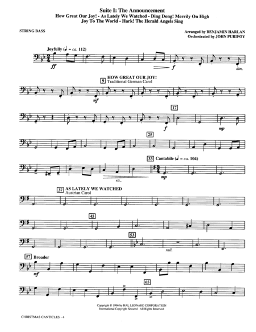 Christmas Canticles: A Cantata of Carols in Four Suites (Full Orchestra) - String Bass Choir scores gallery preview page 3