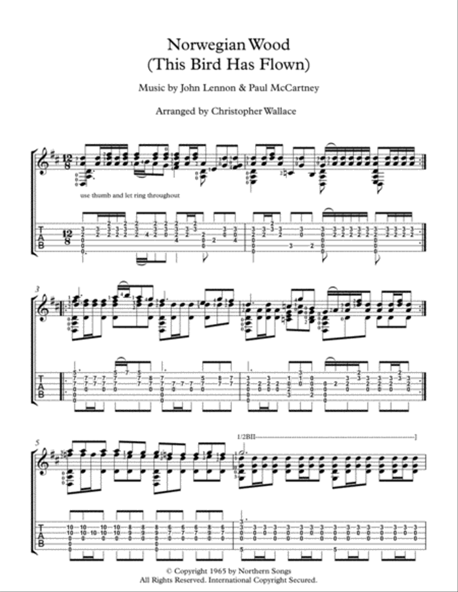 Norwegian Wood (This Bird Has Flown) Guitar Solo scores gallery preview page 1