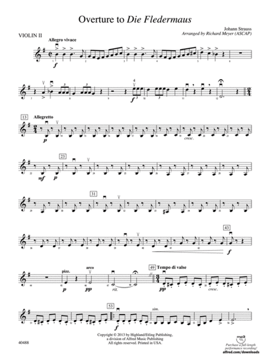 Overture to Die Fledermaus: 2nd Violin