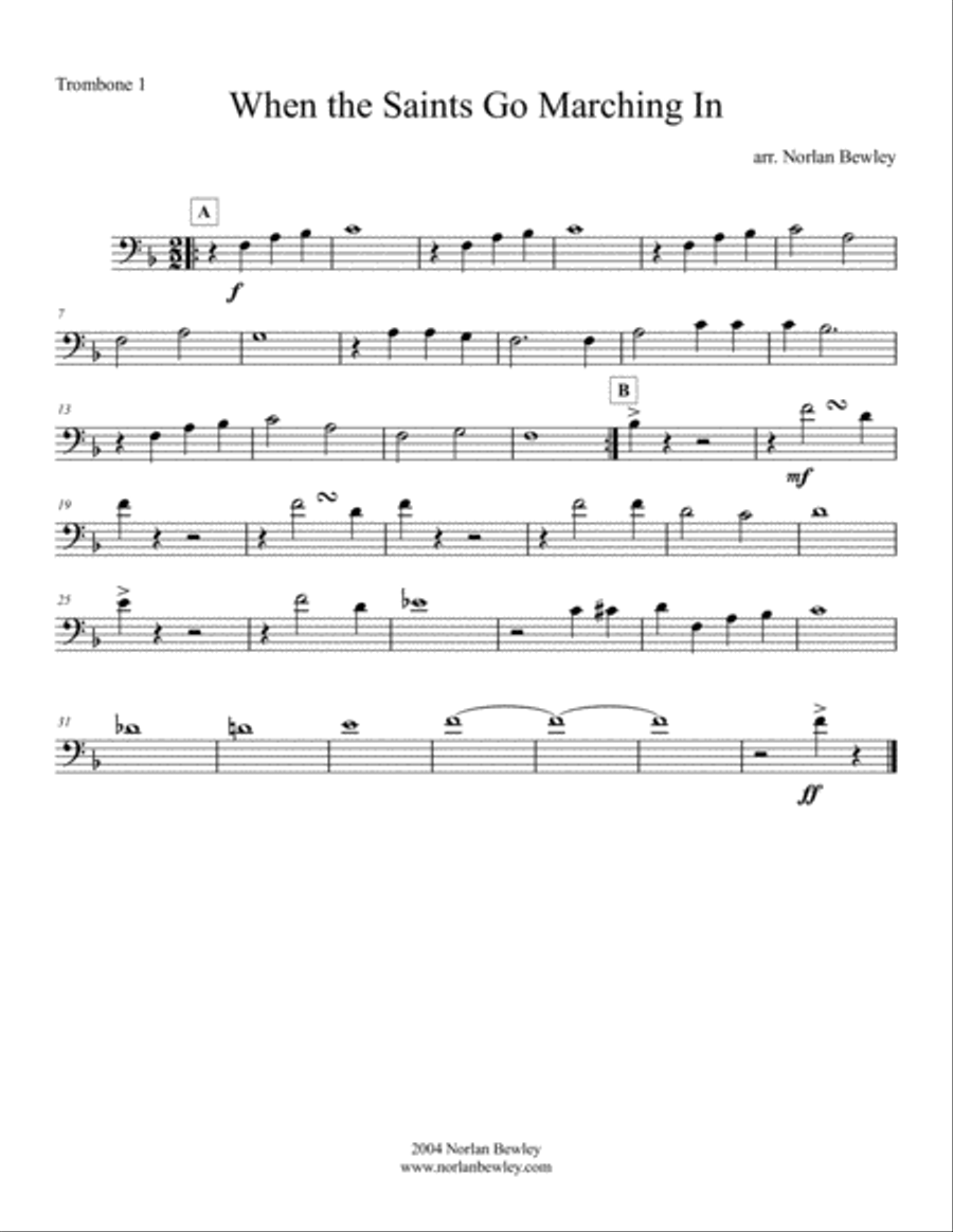 When The Saints Go Marching In - Low Brass Quartet Brass Quartet scores gallery preview page 3