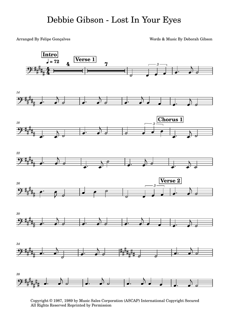 Lost In Your Eyes Bass Guitar scores gallery preview page 1