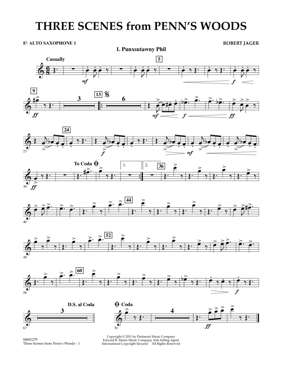 Three Scenes From Penn's Woods - Eb Alto Saxophone 1 Concert Band scores gallery preview page 1