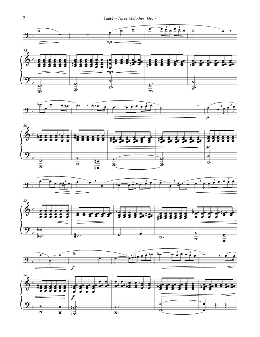 Three Melodies, Op. 7 for Euphonium & Piano Euphonium scores gallery preview page 2