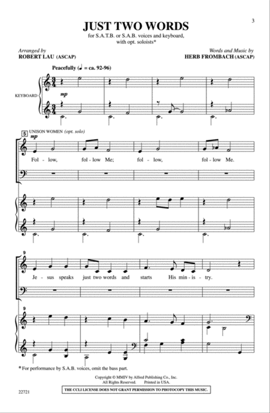 Just Two Words 4-Part scores gallery preview page 3