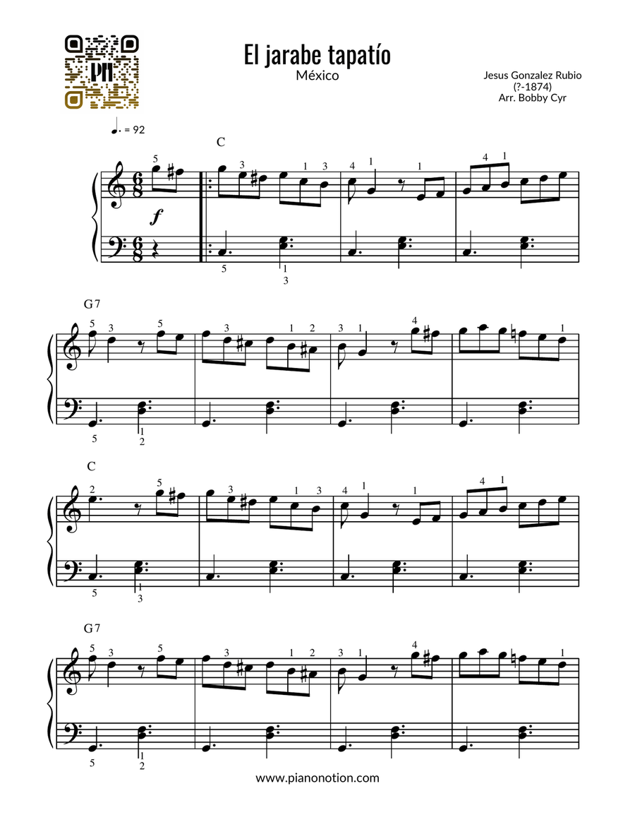 El jarabe tapatío (piano fácil) Easy Piano scores gallery preview page 1