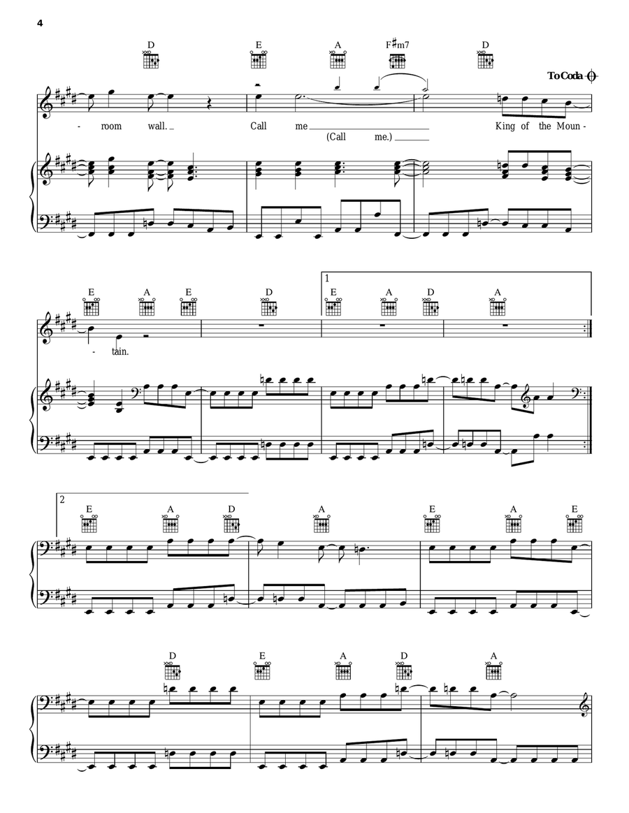 King Of The Mountain Piano, Vocal, Guitar scores gallery preview page 4