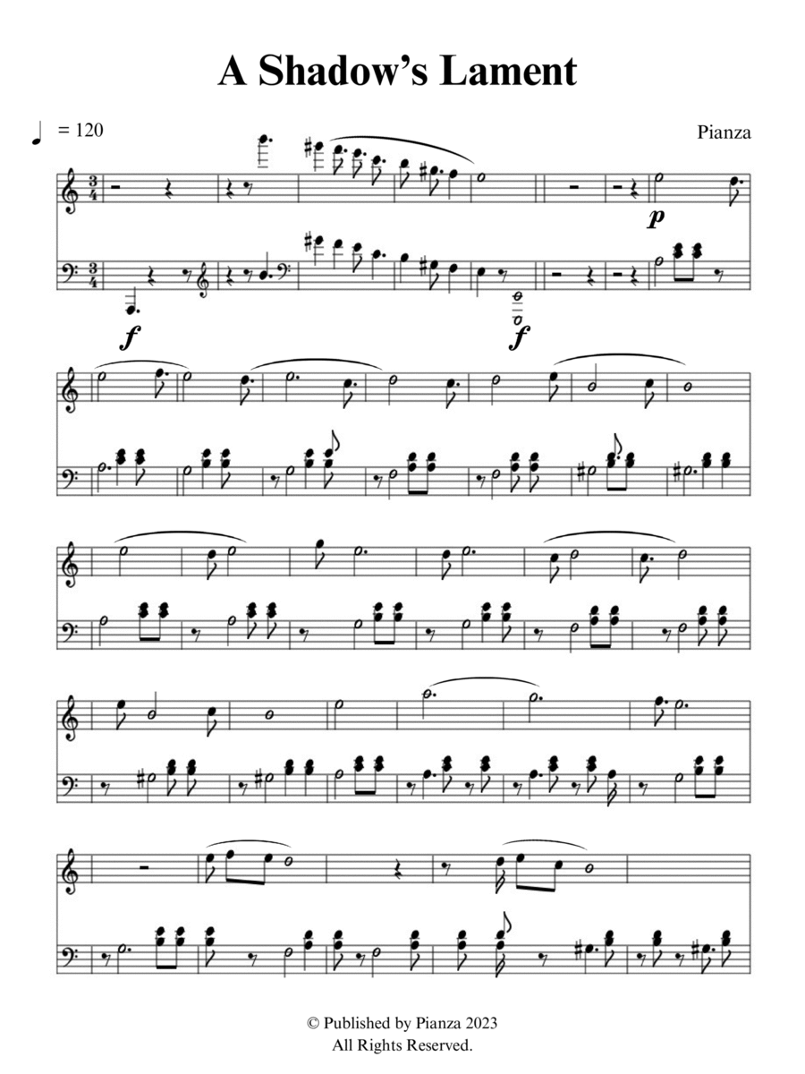 A Shadow’s Lament Piano Solo scores gallery preview page 1