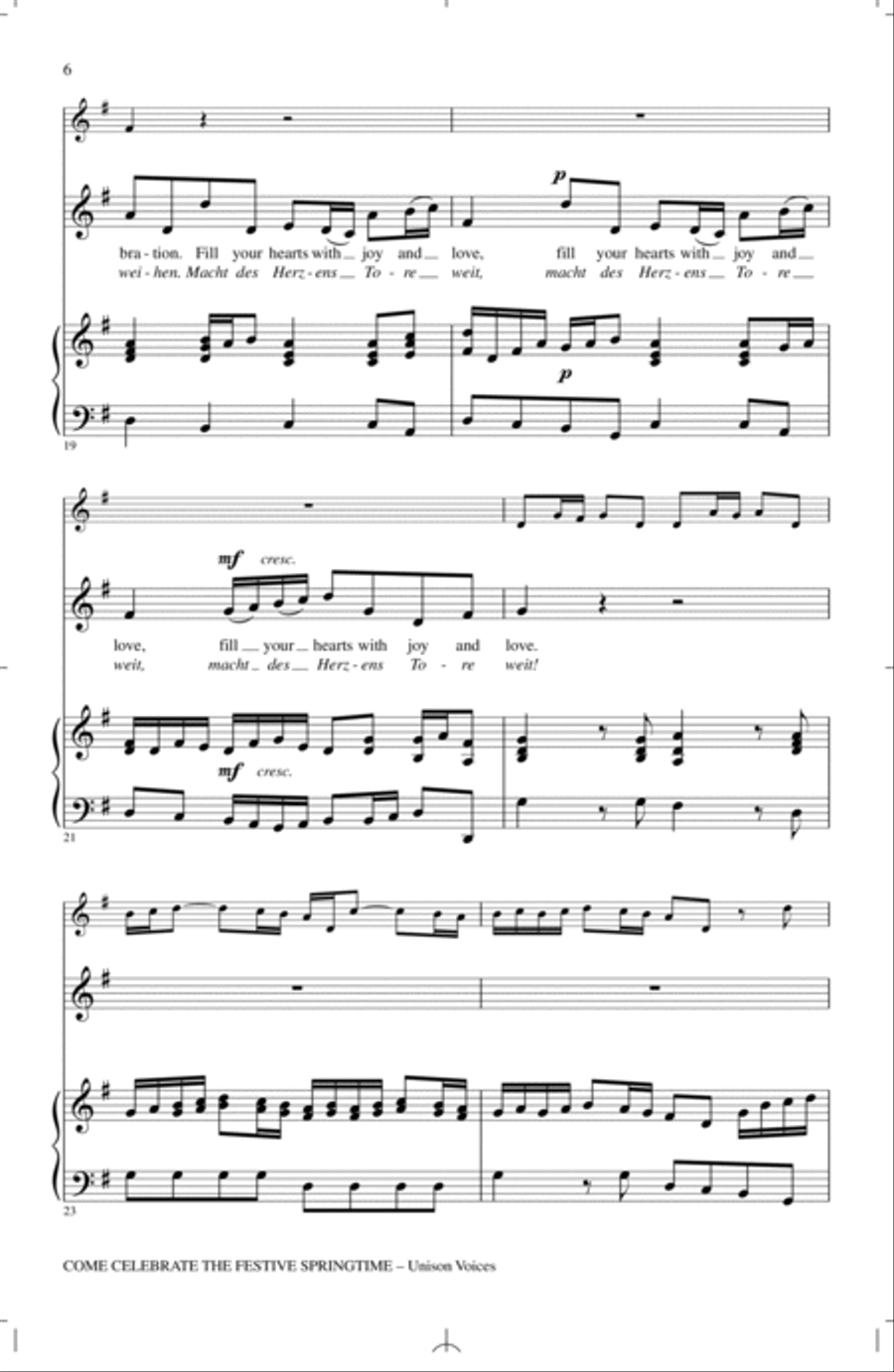 Come Celebrate The Festive Springtime (arr. Eloise Porter) Unison Choir scores gallery preview page 4